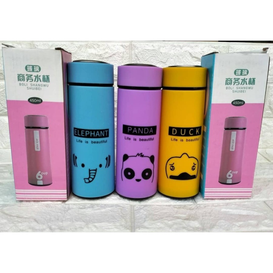 HC BOTOL KACA ANIMAL / MYBOTTLE KACA KARAKTER ANIMAL BOTOL MINUM ANAK KARAKTER LUCU / MYBOTOL BOTOL MINUM KACA 450ML / TERMOS ANAK KARAKTER HEWAN ANIMAL