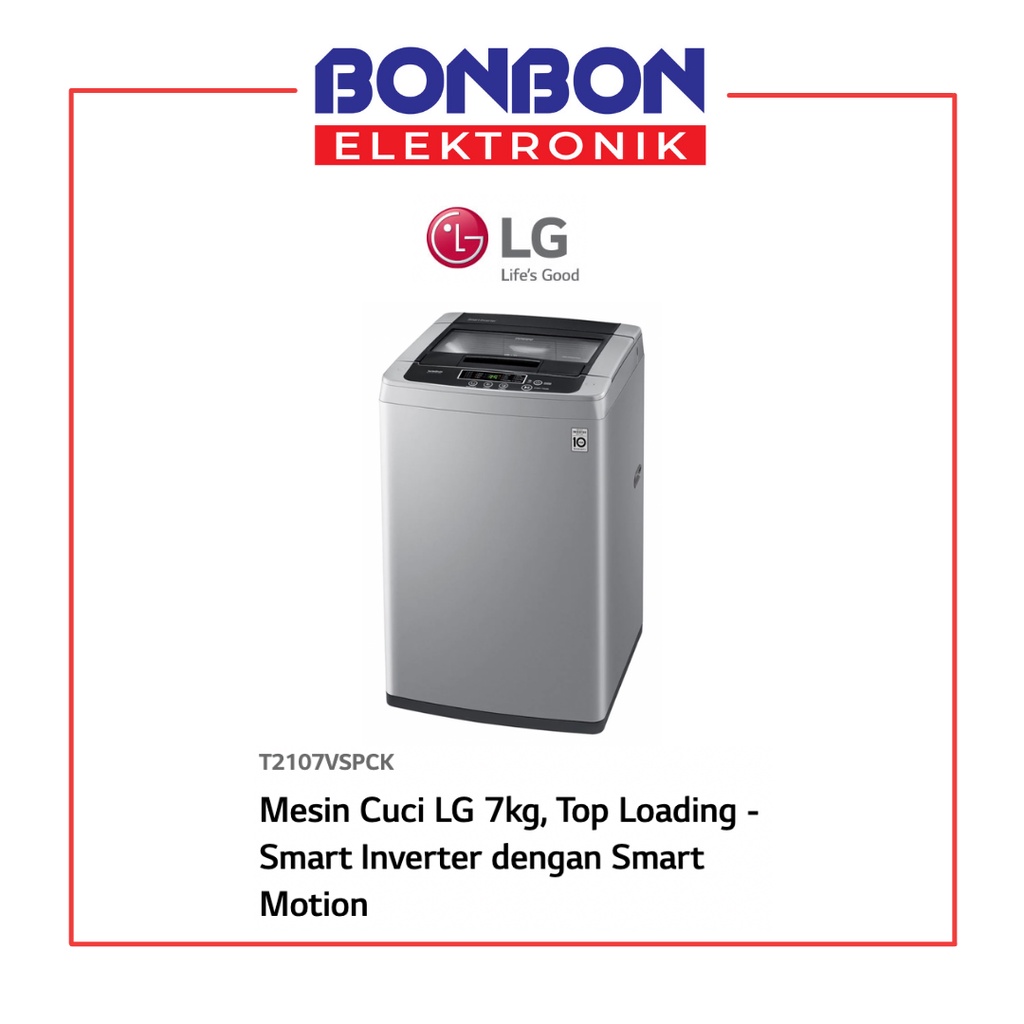 LG Mesin Cuci 1 Tabung 7KG T 2107 VSPCK / 2107VSPCK / T2107VSPCK