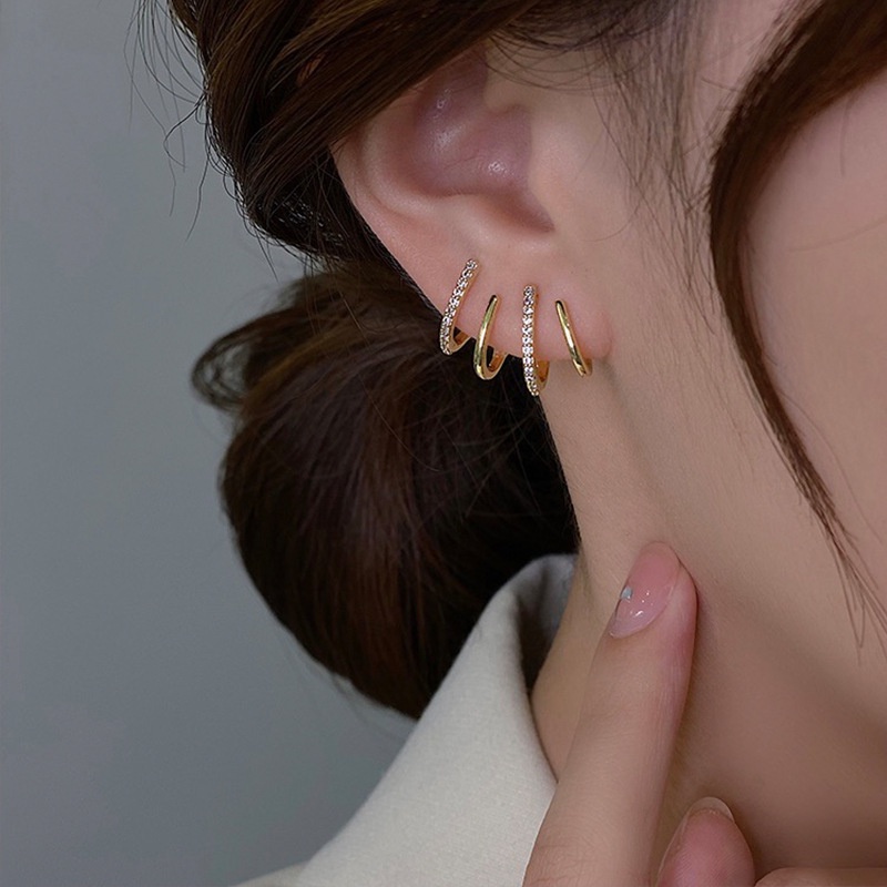 Anting Tusuk Silver Sterling 925 Gaya Korea Aksen Zircon Untuk Perhiasan Wanita