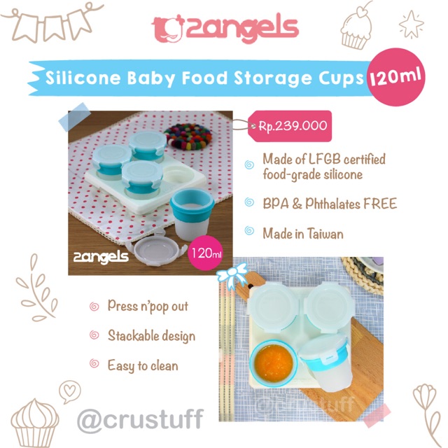 2angels silicone baby food storage cup 120ml