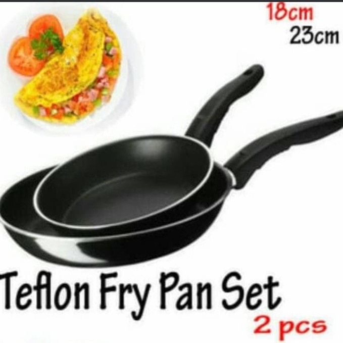 Maspion Wajan Penggorengan Teflon / Frypan Set 2 Pcs 18 cm &amp; 23 cm
