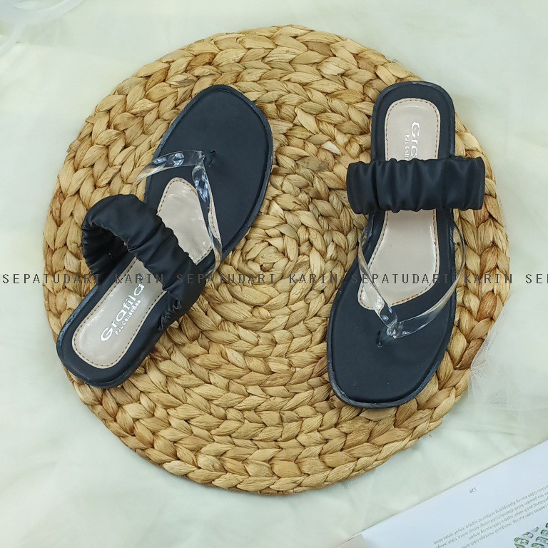 Sepatudari Karin Real PIc Sandal flat wanita Model Jepit KR SDF0044