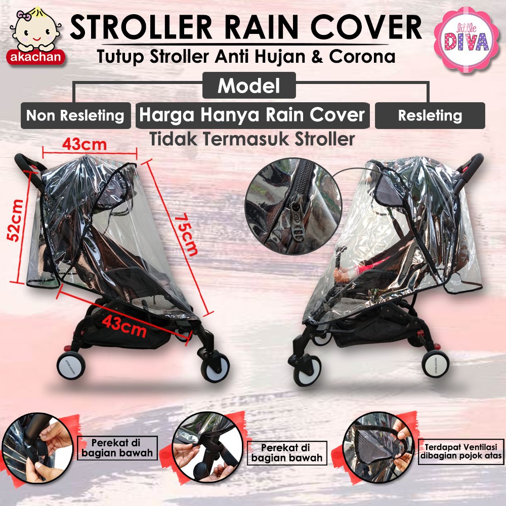 RAIN COVER Stroller Pelindung Hujan  Ritsleting / non Resleting - Tutup Stroller Anti Hujan , Debu / Corona AKACHAN