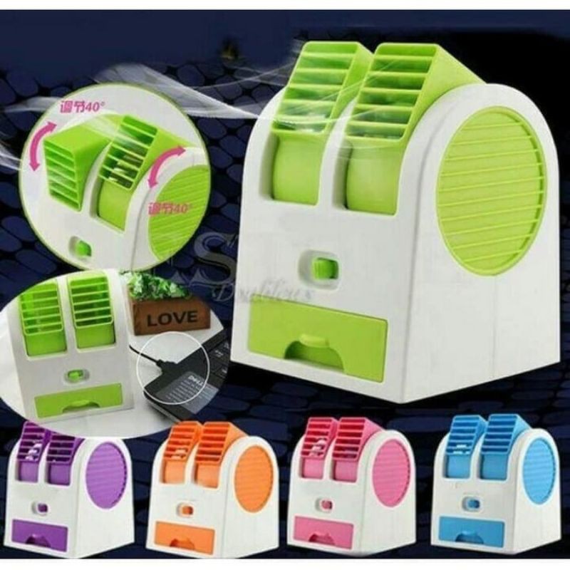 KIPAS ANGIN MINI / DESK MINI FAN MODEL AC PORTABLE MINI TWIN DOG
