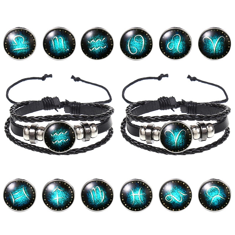 Gelang Kulit 12 Rasi Bintang Luminous Untuk Pria Dan Wanita