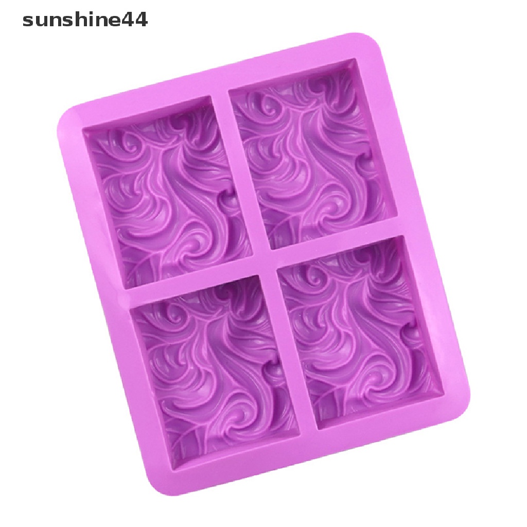 Sunshine Cetakan Silikon Bentuk Bunga Bergelombang 4 Lubang Untuk Diy Sabun / Kue / Minyak / Resin