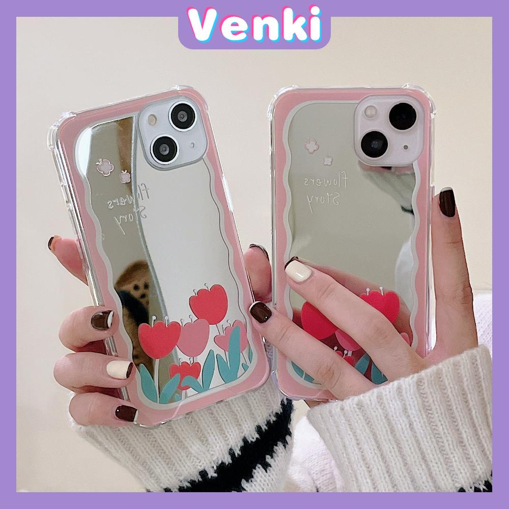 iPhone Case Mirror Acrylic Hard Case Silicone Airbag Shockproof Pink Frame Flower Simple and Cute Style For iPhone 13 Pro Max iPhone 12 Pro Max iPhone 11 Pro Max iPhone 7 Plus iPhone XR XS MAX Max pro 13 Plus Plus/8 7 11 12 XS Pro 7/8/S XR X/XS