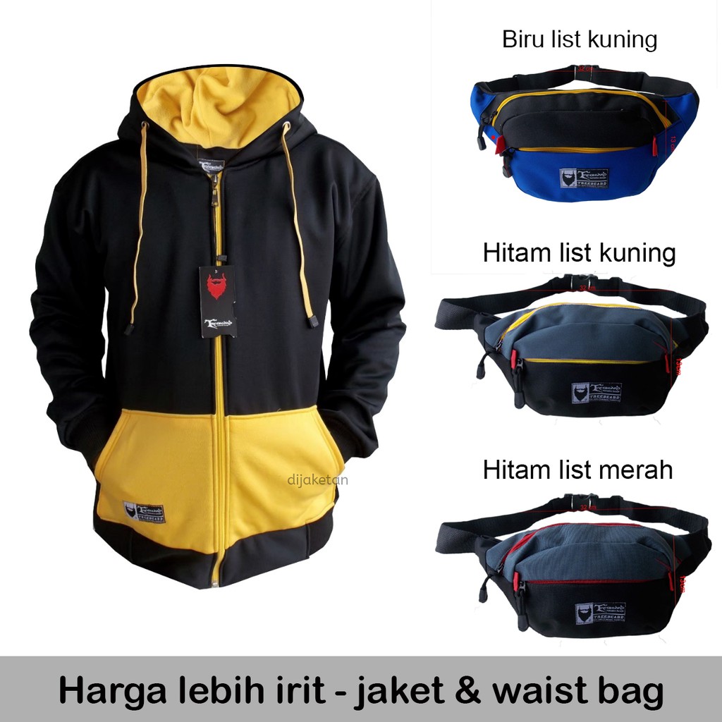 (Free Waistbag) Jaket Pria Hoodie Navy Saku Turkis Bahan Lembut Original Treebeard - Bisa COD