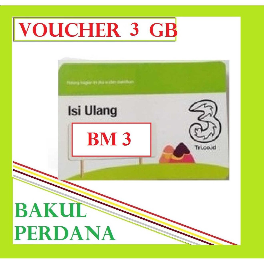 [Fzn] ~ VOUCHER DATA TRI BM 3GB (1GB + 2GB) KUOTA LOKAL JABO 3G / 4G LTE