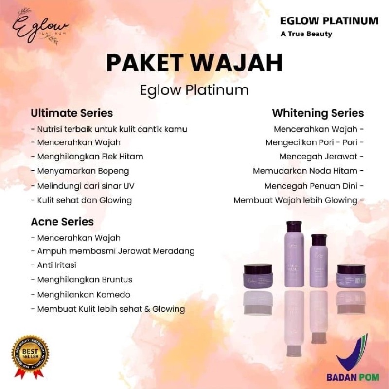 EGLOW PLATINUM PEMUTIH WAJAH PENGHILANG JERAWAT PENGHILANG FLEK KUSAM EGLOW ORIGINAL EGLOW BPOM PAKET WHITENING ACNE ULTIMATE