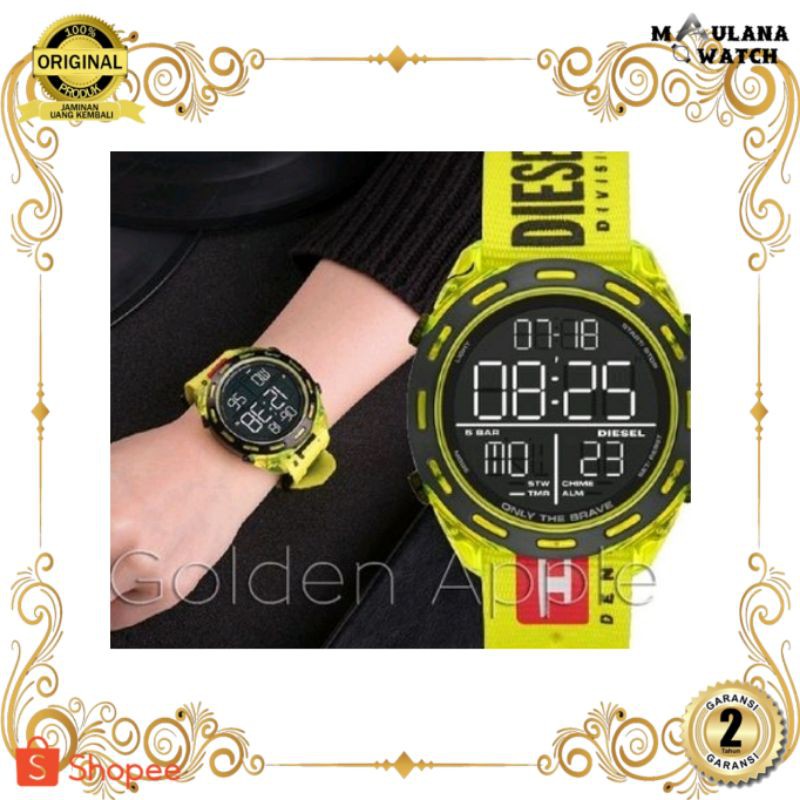 JAM TANGAN PRIA WANITA | RANTAI | KULIT | KARET | MURAH | PRIA [DIESEL GOLDEN APPLE] STOPWATCH