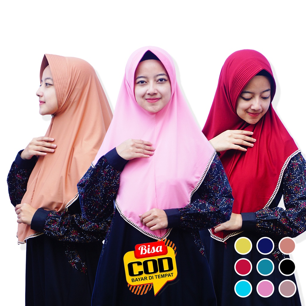 Pashmina Instan Syari Jersey Pet Antem Syari Motif Renda Kekinian Terbaru / Hijab Instant Original P