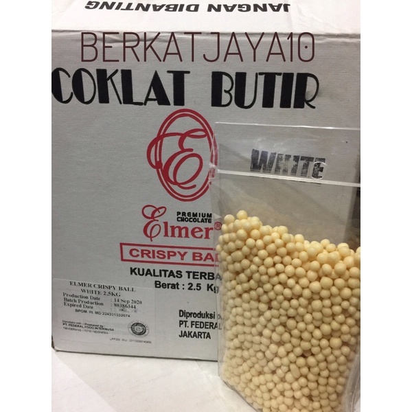 Caviar Crispy Balls Elmer Coklat Renyah Warna Putih White Repack 150gr
