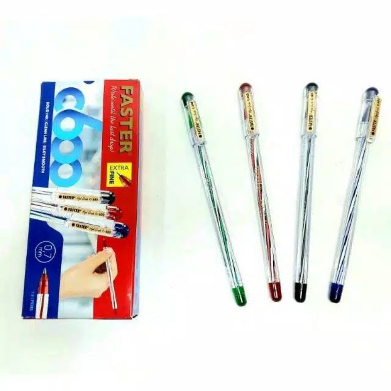 

Pulpen Pen Pena Faster C600 Warna Hitam Bertutup Warna 1 box isi 12 pcs (1 Lusin)