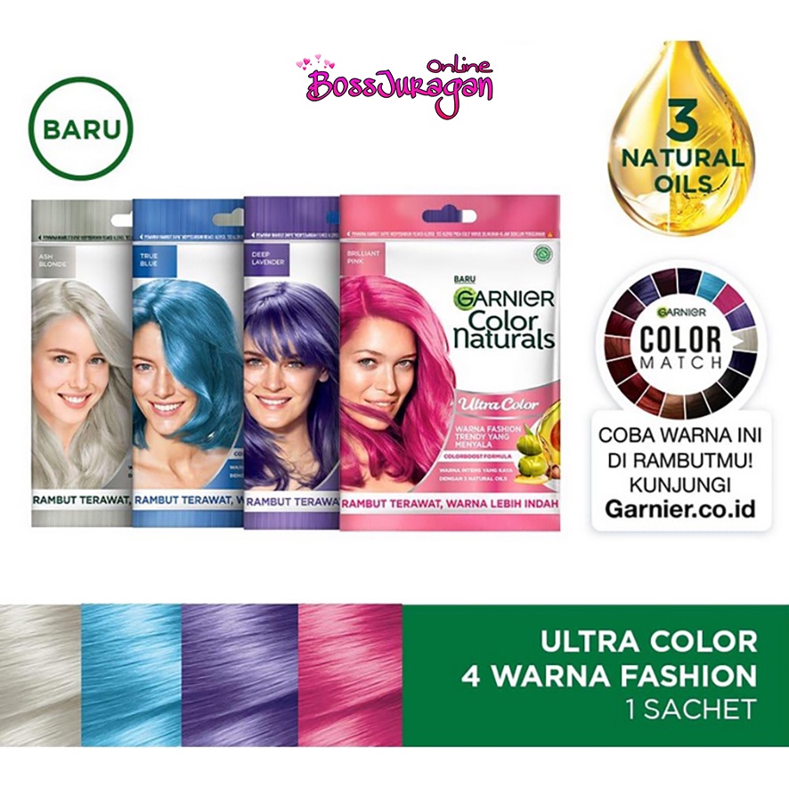 (BOSS) NEW Garnier Color Naturals Ultra Color 30gr ASH BLONDE/BRILLIANT PINK/TRUE BLUE/DEEP LAVENDER