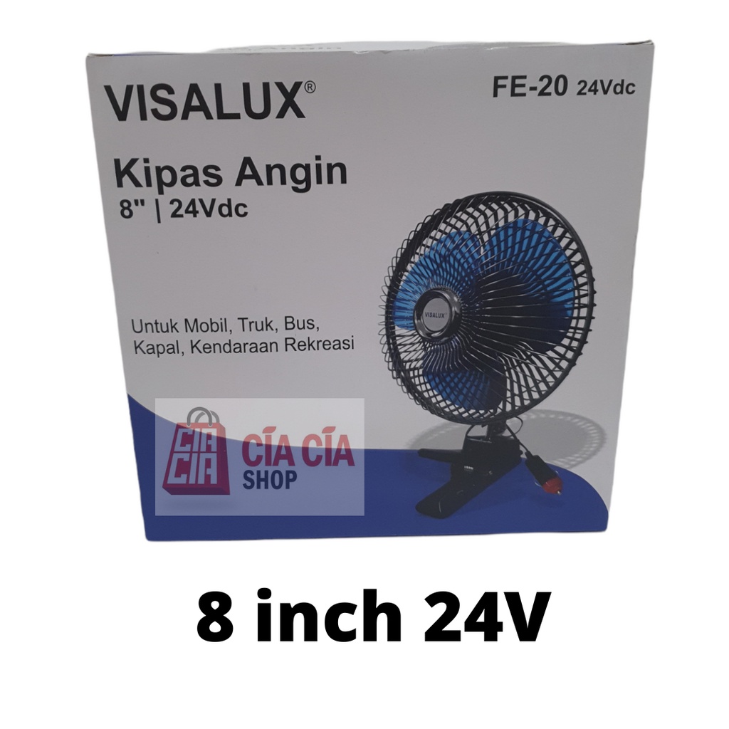 Kipas Angin Mobil 8 inch DC 24V 12V Kipas Angin Jepit Aki Mobil 8&quot; Kipas Angin DC Visalux SNI Car DC Fan 24V 12V Lighter Fan DCV