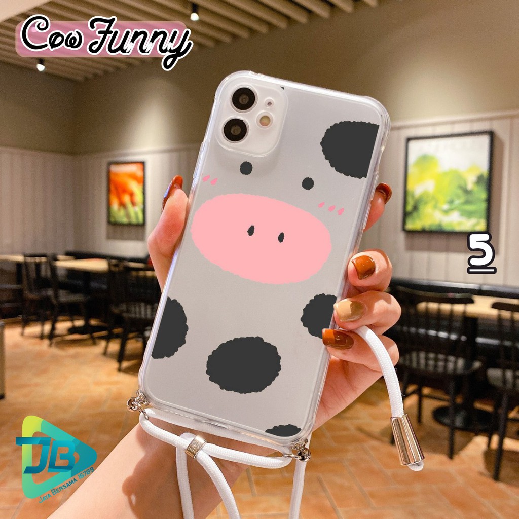 Softcase Slingcase Lanyard Choice COW FUNNY Iphone 6 7 6+ Se 2020 7+ 8 8+ JB4172