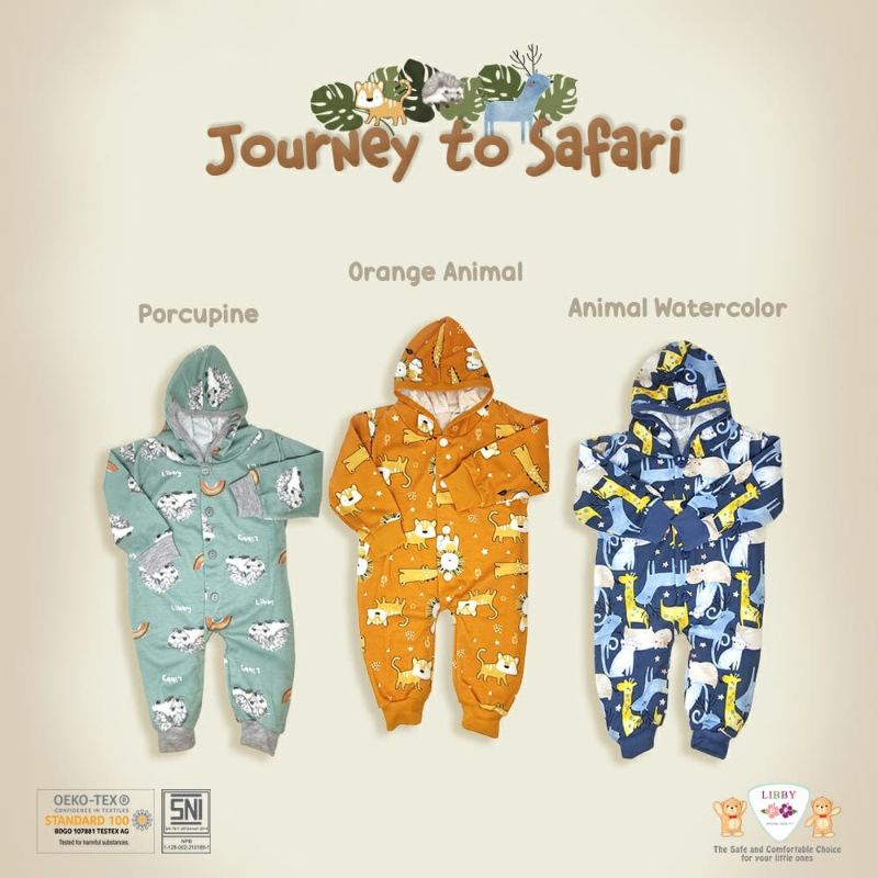 baju libby sleepsuit Jumper-Journey to safari 0-3bulan