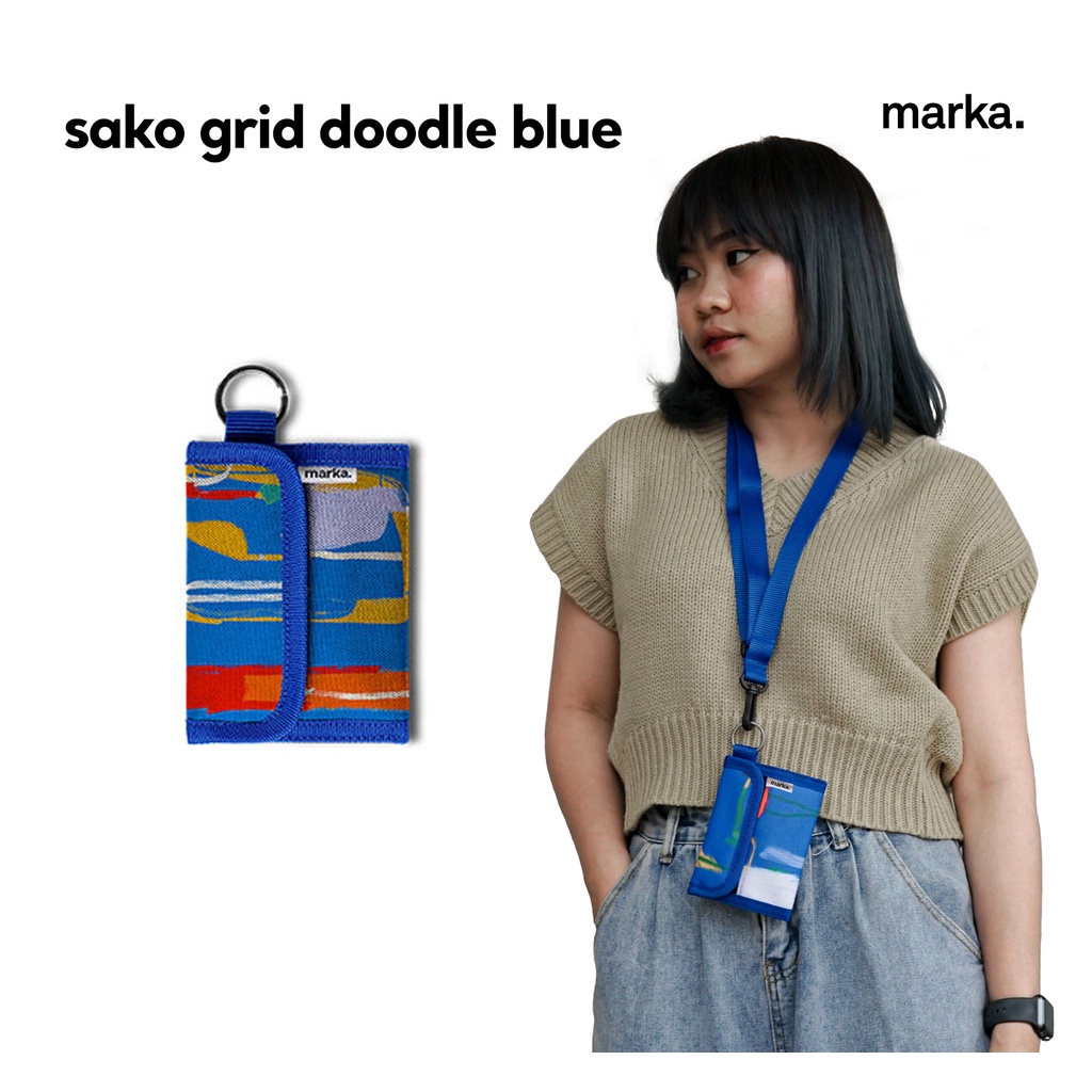 Marka Indonesia - Sako Grid Doodle Blue - Wallet