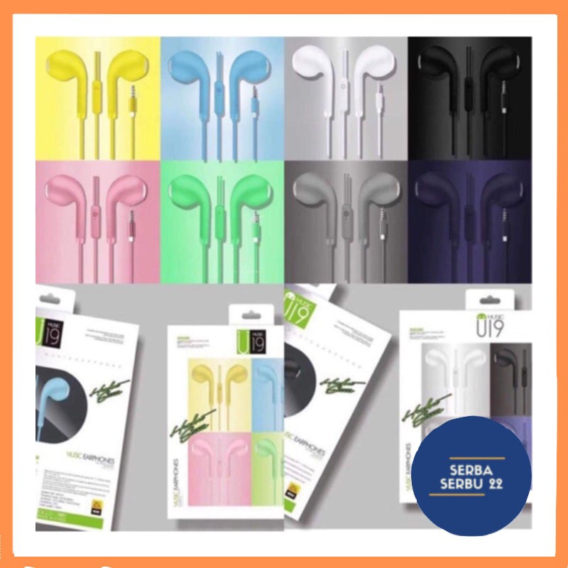 Headset Macaron Stereo U19 Mate Colour HiFi Handsfree Extra Bass Earphone U19