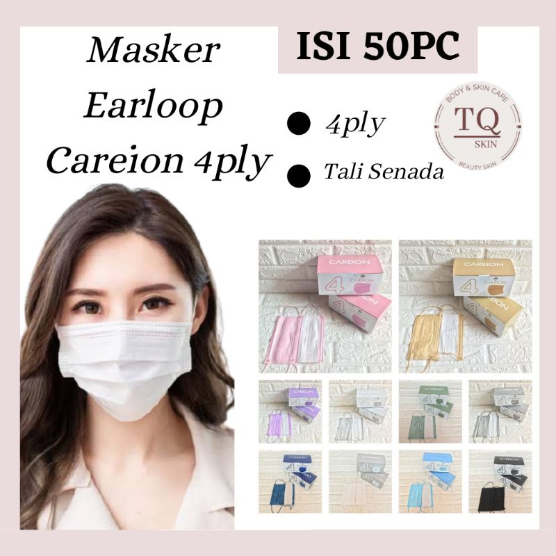 masker Careion 3ply isi 50 pcs earloop premium series warna warni