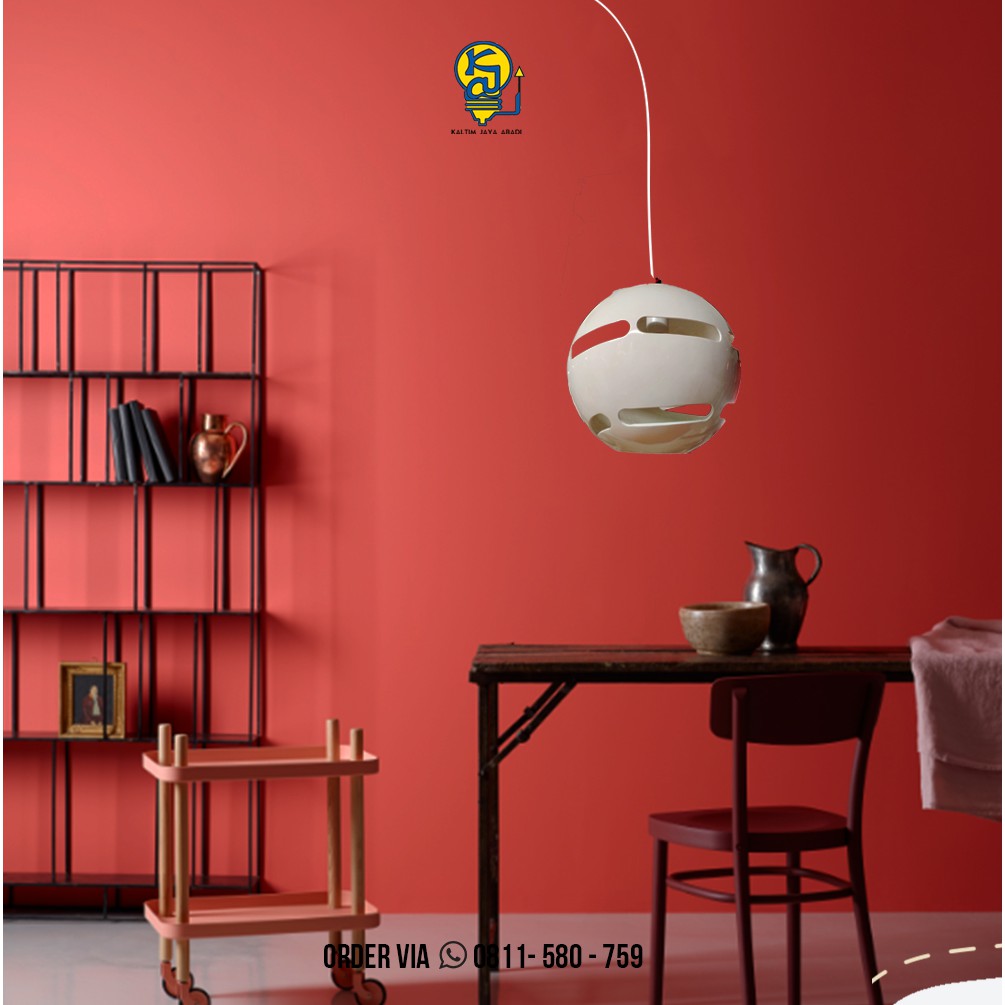 LAMPU GANTUNG / LAMPU CAFE MERAH &amp; PUTIH BULAT 146/1