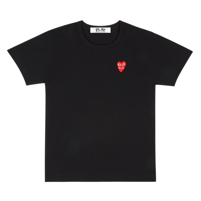 CDG Men New Season Double Heart Tee Black 100% Authentic