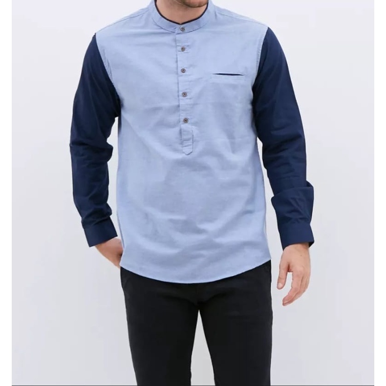 KIYOWO Baju Busana Muslim Pria Atasan Koko wahid Lengan Panjang