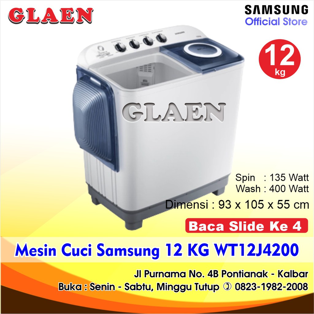 Mesin Cuci Manual 2 Tabung Twin Tub Dynamic Pulsator 12 Kg WT12J4200MB | Samsung WT12J4200