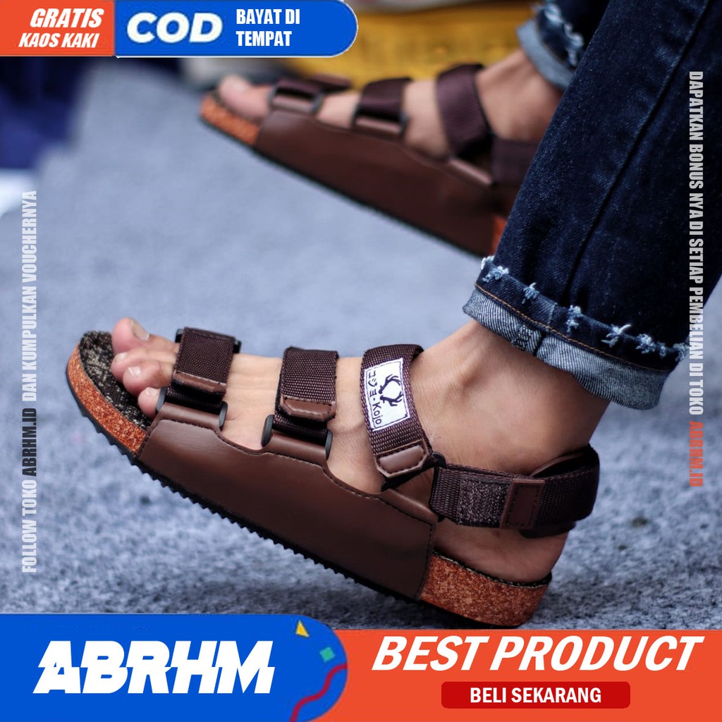 ABRHM - SANDAL PRIA SLIDE SANTAI KASUAL SEMI KULIT KJ001