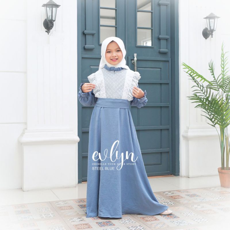 DRESS KIDS MIX TILEDOT TERBARU/EVLYN KIDS ORIBELLE/GAMIS MUSLIM ANAK TERBARU/DRESS TILEDOT KIDS/FAR MOSLEMSTORE