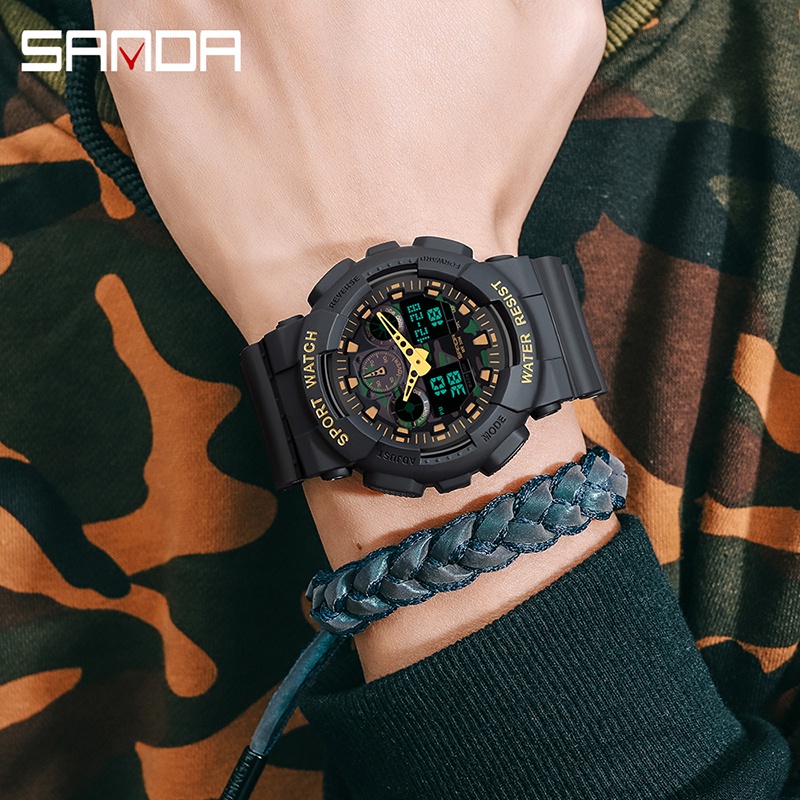 SANDA 3099 Jam Tangan Pria Digital Analog Tali Rubber Chronograph Anti Air WATCHKITE WKOS