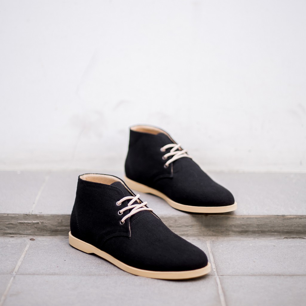 ELVRA Footwear - Sepatu Pria Sepatu Sneakers Sepatu Kasual Casual Sepatu Kanvas Canvas - Aston Black Cream