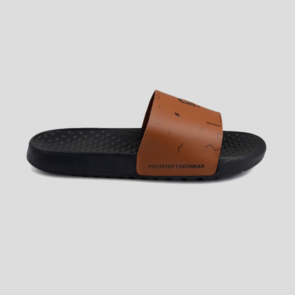 AUDI BROWN |ManNeedMe x FSTP| Sandal Slop Pria - Sendal Slip On / Slide Pria Ringan