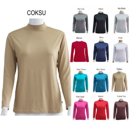 iseven p KAOS MANSET WANITA TURTLENECK LENGAN PANJANG