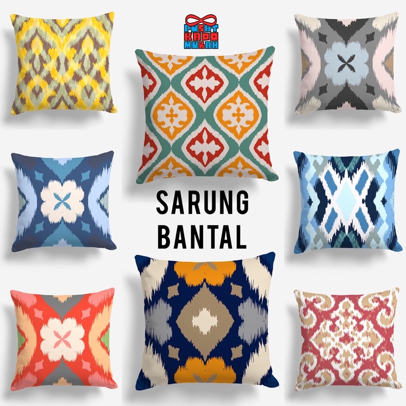 COVER SARUNG Bantal Sofa 40x40 cm Motif Kain Tenun Abstrak - Pusat Kado Murah