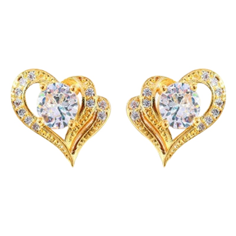 Fancyqube Anting Stud Cubic Zirconia Bentuk Hati Untuk Wanita