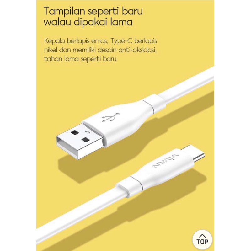 VIVAN Cable Data CBC100S Kabel Data Type-C 2.4A 100CM Garansi Original Resmi ( PER 1 TOPLES 20PCS  )