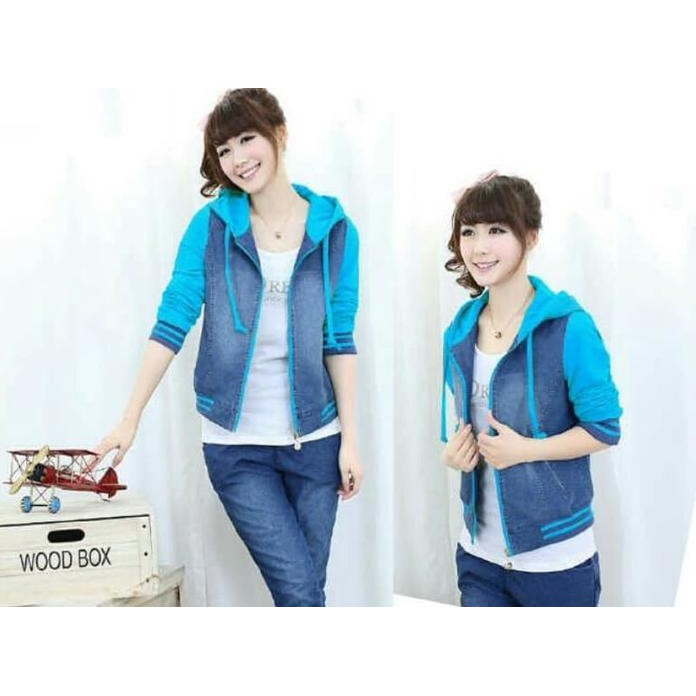 Jaket (L - Fit Xl) Robin Turkis - Jeans + Babyterry - Good Quality >