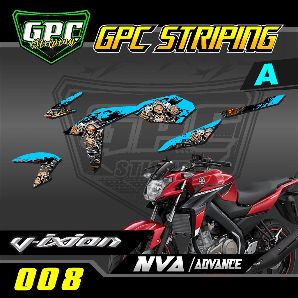 STICKER STRIPING VIXION NEW NVA/ADVANCE 008 FZ 150i MOTIF Skull