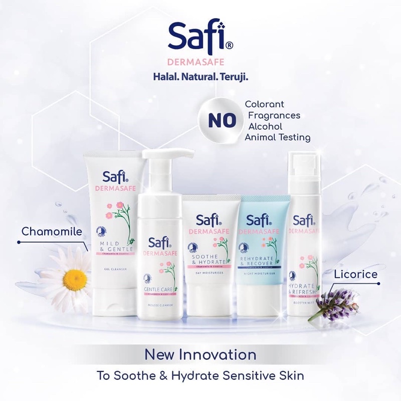 SAFI Dermasafe Series Indonesia / Cleanser Toner Essence Serum Cream Sunscreen Shampoo Hair Eye Mask