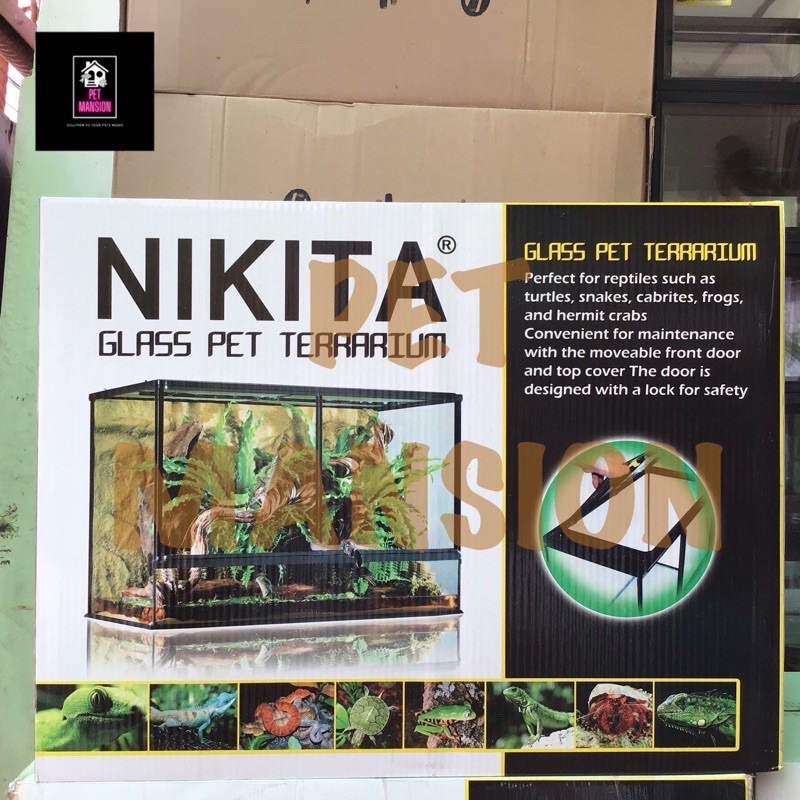 NIKITA plus kayu luar kota terarium glass pet aquarium terrarium reptil XL 60cm