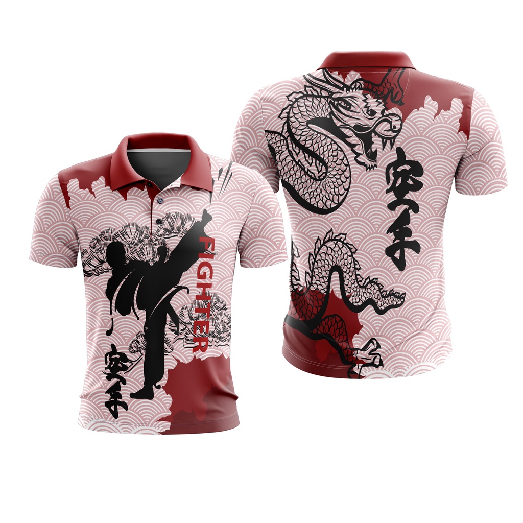 Baju Kaos Jersey Karate Polo Free Custom Name + Nomor Full Printing Dewasa Pria Wanita 01