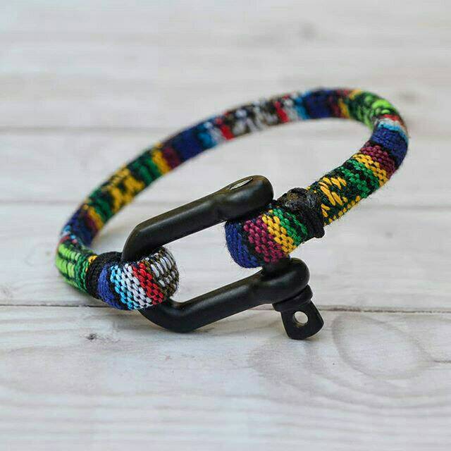 Gelang Pria Etnik Bracelet Cowok Model Shackle U Ethnic Blue Red Colourful