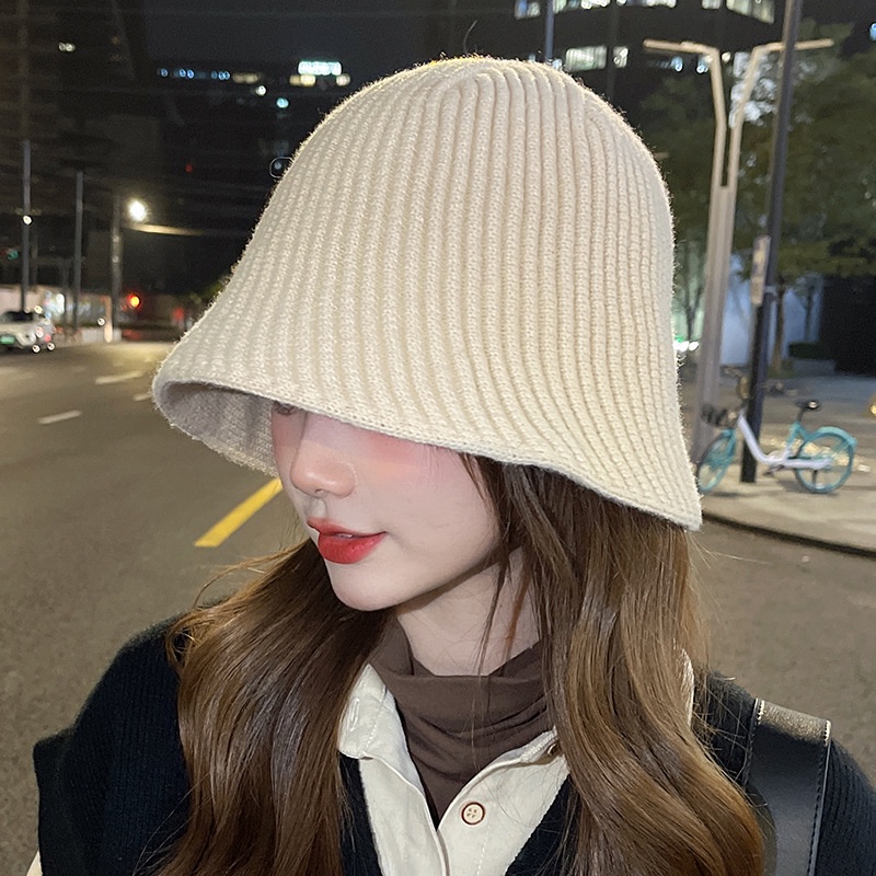 Topi bucket Bahan Katun Rajut Gaya Korea Untuk Musim Gugur