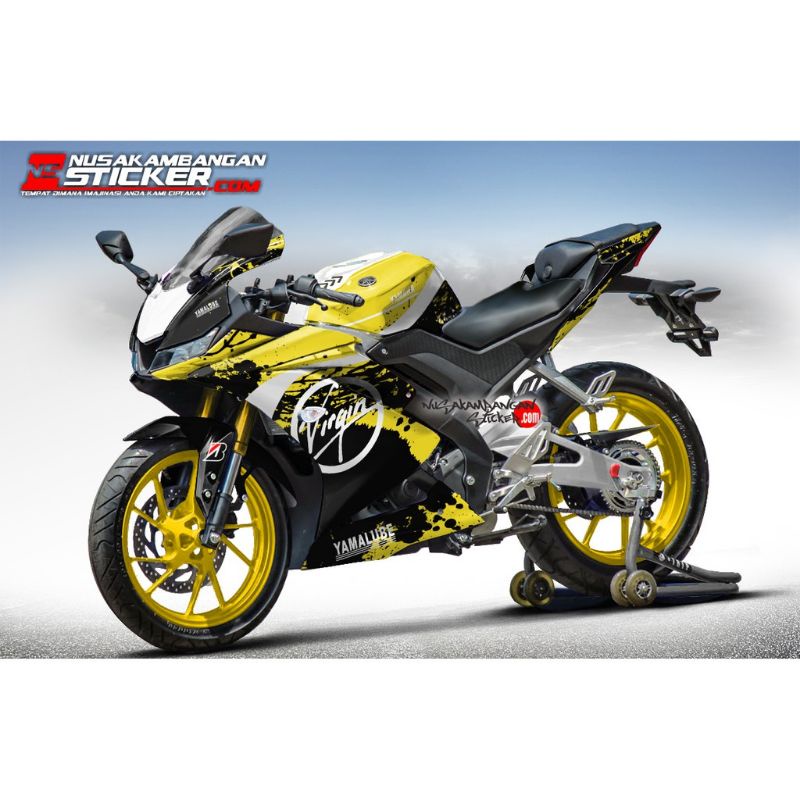 Decal Stiker Motor Yamaha R15 V3 Full Body Kuning Hitam Virgin Racing Team Sticker Custom Variasi Mo