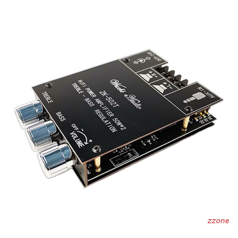 Amplifier Audio Digital Dual Channel Bluetooth 5.0 DC9-24V TPA3116D2 50W x 2 Treble Bass