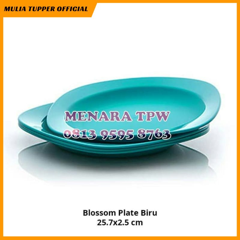 Tupperware Blossom Plate Biru 4pcs Piring Makan
