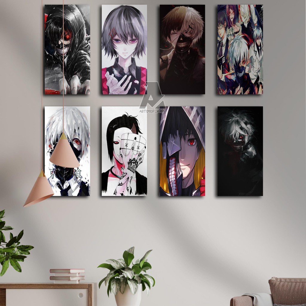 POSTER KAYU Hiasan dinding TOKYO GHOUL Hiasan Kamar Poster Kayu 15x30cm Pajangan Rumah/ dekorasi