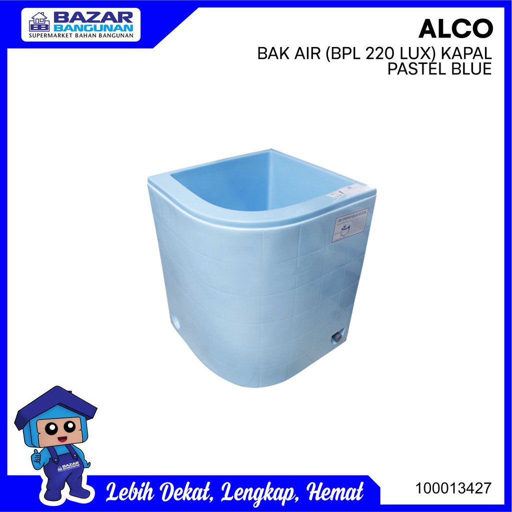 Alco - Bak Air Mandi Sudut Luxury Fiber Glass 220 Liter 220L Pastel Blue